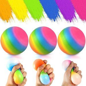 2 Piece of Squishy Stress Ball Fidget Toy Rainbow color